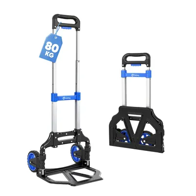 Produktbild von Sekey Aluminium Sackkarre klappbar 80 kg Transportkarre Stapelkarre Handkarre Klappkarre mit 3-Stufig höhenverstellbarem Griff