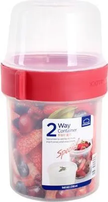 Zdjęcie produktu dla Lock & Lock Two-way, Miska, Okrągły, Czerwony, Przezroczysty, Polipropylen (PP), 2 szt.