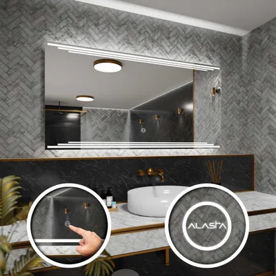 Produktbild von Badspiegel mit LED Beleuchtung und Touch-Schalter - Burma - 140 cm, 100 cm