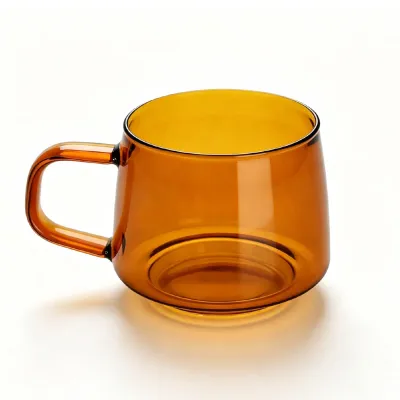 Glaskaffeetasse mit Henkel 250 ml Borosilikatglas transparent
