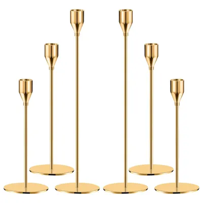 Produktbild von Kerzenständer, 6er-Set Kerzenhalter, Vintage Stabkerze Metall Ständer, Gold, für Part,Geburtstag, Abendessen,Hochzeit Housewarming Geschenk