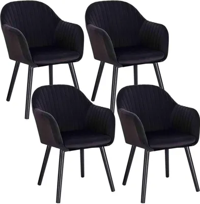 Immagine prodotto di Happyment Deluxe sedie da sala da pranzo - velluto nero - set di 4 - sedie da soggiorno con schienale - sedie da cucina - poltrone - Kuipstuhl