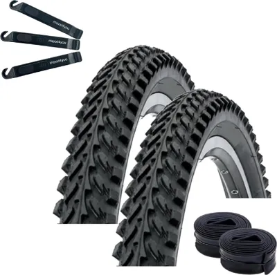 Produktbild von 2 x Kenda K-898 26" MTB Fahrradreifen Schwarz 50-559 (26 x 1.95) + 2 passende AV Schläuche inkl. maxxi4you Reifenheber