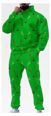 Produktbild von Weihnachtsanzug Herren 2-Teilig Weihnachts Jogginganzug Hoodie Und Jogginghose Weihnachtsoutfit Ugly Reindeer Tracksuit Set Lustig Trainingsanzug Weihnachten Sportanzug