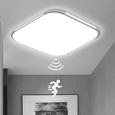 Produktbild von TRMLBE 24W LED Deckenleuchte mit Bewegungsmelder, LED Sensor Deckenlampe Flurleuchte Moderne Rund Deckenlampe mit IP44 Wasserdicht für Wohnzimmer Schlafzimmer 30x30cm Kaltweiß