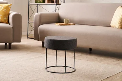 Hocker mit Metallbeinen, 40 cm, pflegeleichter Stoff, 32 DNS-Schaum