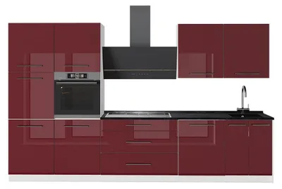 Obrázek produktu pro Kuchyňský kout Vicco Fame-Line Bordó červená vysoký lesk/Bílá 340 cm, PD Antracit, Model 64635