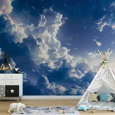 Produktbild von Vlies Fototapete - Starry Clouds and Delicate Light Over a Corner of the Sky 350x245 cm Muster b-H-10051-a-a