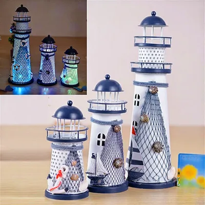 Produktbild von Haus Home Ornament Einrichtung Maritime Crafts Beacon Decoration Leuchtturm-Mehrfarbig ,Größen:145mm