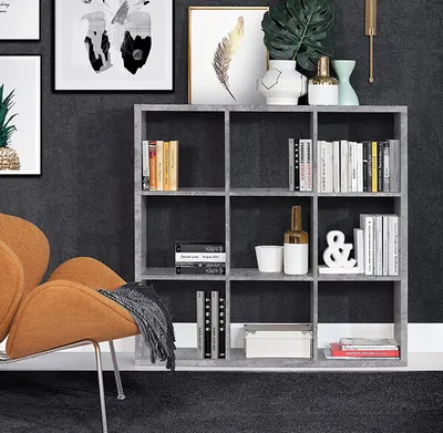 Produktbild von Regal Bücherregal Standregal Wohnzimmer beton lichtgrau 107cm
