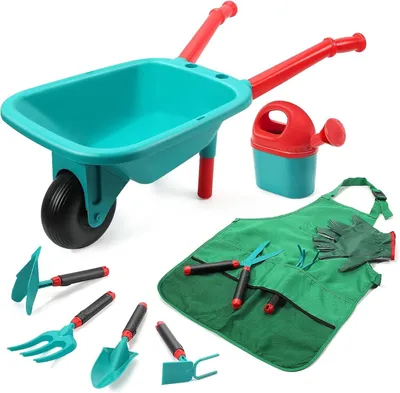Immagine prodotto di Omgoods - Set di attrezzi da giardino per bambini, completo di carriola e accessori