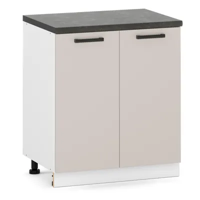Produktbild von ULWEHOME Küchenunterschrank 80 cm Kaschmir, Küchenschrank mit 2 Türen, 1 Einlegeboden, beige Front, ohne Arbeitsplatte
