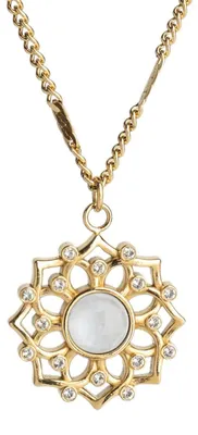Produktbild von Holzkern Damen-Kette Composition Gem Mondstein/Goldfarben