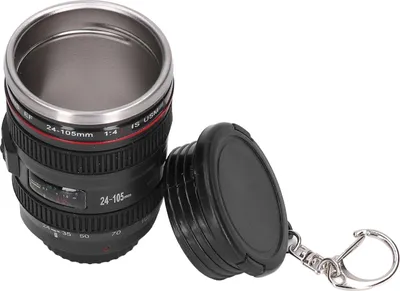 Imagen del producto de Taza de acero inoxidable de 100 ml para lentes de cámara, compatible con lentes EF 24-105mm F/4.0L USM, ideal como taza de café para amantes de la fotografía