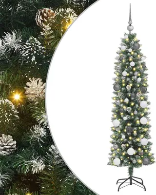 Image de vidaXL Arbre de Noël artificiel élancé vert et blanc 150 cm