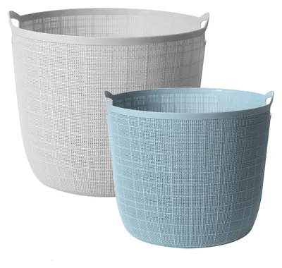 Waschkorb-Set, 2er-Pack, Kunststoff, mit Griffen, 40x40x34,5 cm