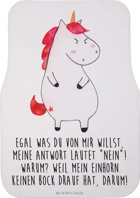 Produktbild von Mr. & Mrs. Panda Fußmatte Auto Einhorn Wut - Weiß - Geschenk, Arbeit, Auto-Fußmatte, Einhörner, Fürs, Automatte, Nein, Teppich, Büro