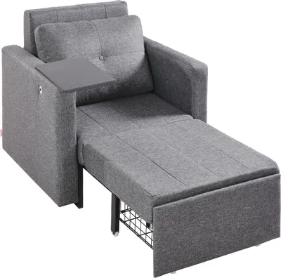 Produktbild von Schlafsofa mit Seitentasche, Kopfkissen, Schreibtischplatte und 5-fach verstellbarer Rückenlehne