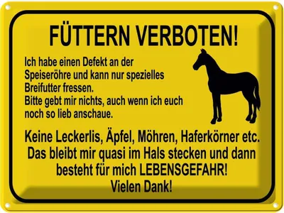 Produktbild von vianmo Blechschild 30x40 cm füttern verboten Pferde Warnschild Hinweisschild Sicherheit Vorsicht