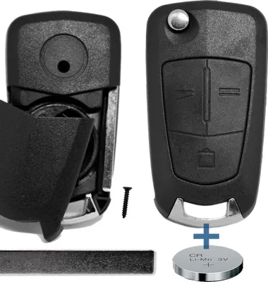 Produktbild von Klapp Schlüssel Gehäuse Funkschlüssel Fernbedienung Autoschlüssel 3 Tasten Rohling HU100 + Batterie kompatibel mit Opel