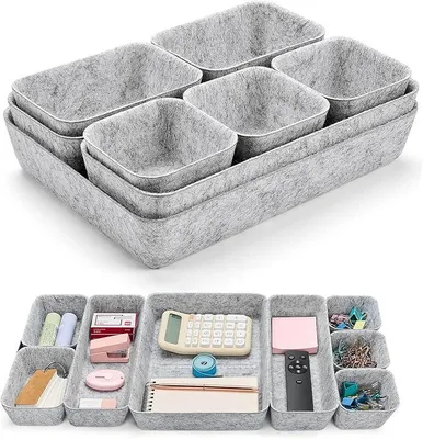 Produktbild von PolkaHome® Schubladeneinteiler aus Filz – 8er-Set. Flexible und robuste Schubladentrenner für Schrank, Schreibtisch, Kommode, Aufbewahrungssystem für Zuhause und Büro