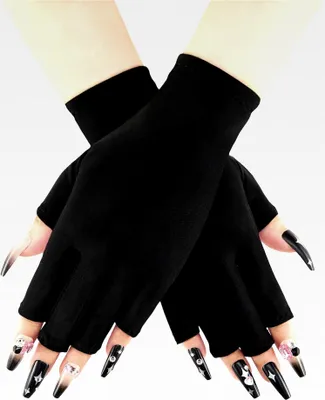 Produktbild von UV-Handschuhe für Gel-Nägel, UV-Schutz für Maniküre, fingerlose Handschuhe für Damen, Schwarz, 1 Paar