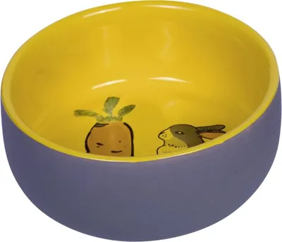 Obrázek produktu pro Keramická miska pro hlodavce "Carrot Plus" šedá/žlutá Ø 11 cm x 4,5 cm