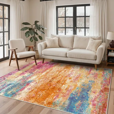 Abstrakter Kurzflor-Teppich, 160 x 230 cm, waschbar, rutschfest