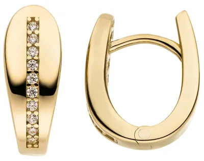 Produktbild von Ohrringe Creolen aus 333 Gold Gelbgold mit 20 Zirkonia 13,6x5,4mm glänzend