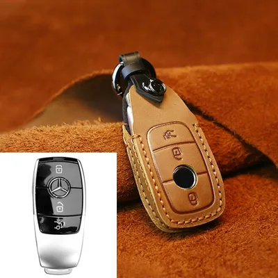 Produktbild von Für Mercedes-Benz Car Cowhide Leder Schlüssel Schutzhülle Schlüssel Hülle (braun)