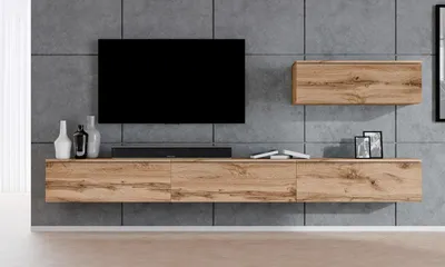 Image de AX LIVING Meuble-paroi Loriano IV Meuble-paroi brun Chêne Wotan 300 cm de large