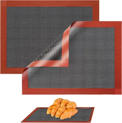 Produktbild von Silikonmatte Backen 40 x 30cm, 2 Stück Antihaft Dauerbackmatte, Wiederverwendbar Rutschfestes Backunterlage, Backmatte Silikon Backofen, Silicone Baking Mat, Silikonbackmatte, für Backofen, Mikrowelle