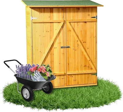 Produktbild von Gerätehaus aus Fichtenholz mit Bitumendach Gartenschrank 162 x 140 x 75 cm Geräteschrank Geräteschuppen für Garten, Terrasse & Balkon Werkzeugschrank