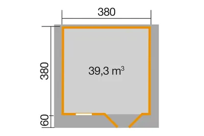 Produktbild von WEKA 111.3838.10.00 Premium Gartenhaus/Blockbohlenhaus Kempten 2 mit Vordach (60 cm)/Doppeltür/Einzelfenster ; Größe: 3 ; Farbgebung: Naturbelassen ; Wandstärke: 28 mm ; Maße (LxBxH): 440 cm x 380 cm x 262 cm ; Seitenwandhöhe: 210 cm