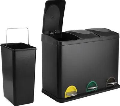 Produktbild von SVITA TC3X15 Kücheneimer 45L Mülleimer Trennsystem Treteimer Abfalleimer Schwarz