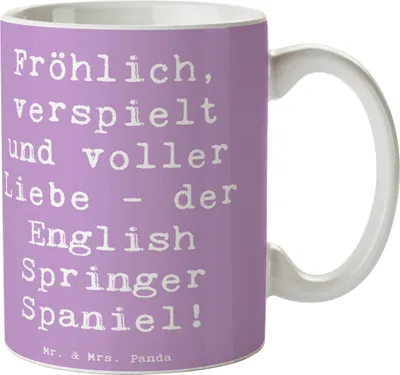 Produktbild von Mr. & Mrs. Panda Kaffeebecher Spruch English Springer Spaniel Freude - Lavendeltraum - Geschenk, Becher, Teetasse, Kaffeetasse, Hundeliebhaber, Verspielt, Trinkbecher