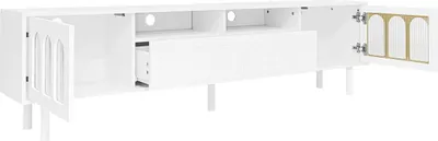Produktbild von TV-Schrank mit Glastür, TV-Möbel mit Schubladen, gewölbte lowboard