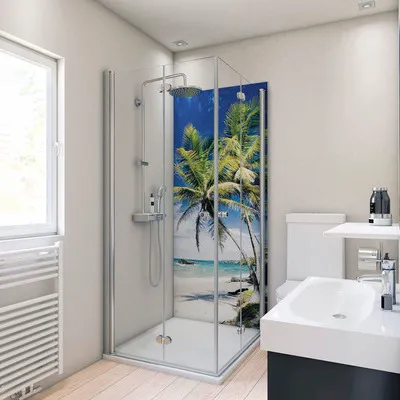 Produktbild von BREUER Duschrückwand Palmen 90 x 210 cm 9480500000200