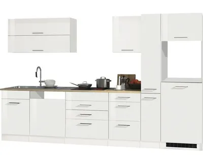 Produktbild von Held Möbel Küchenzeile ohne Geräte Mailand 330 cm weiß hochglanz zerlegt Variante reversibel 621.1.6210