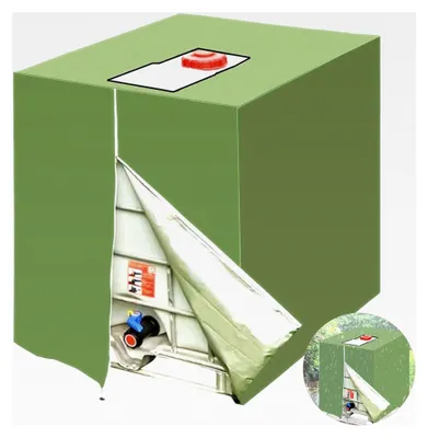 Produktbild von IBC Tankabdeckung 1000l, Wassertank Abdeckplane mit Reißverschluss, Schutzhülle für IBC Tankbehälter, Schutzplane für Regenwassertank 1000l Zubehör (120x100x116cm)