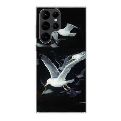 Produktbild von MuchoWow® Handyhülle Schutzhülle Hülle für Samsung Galaxy S22 Ultra Vogel - Schwarz - Schwarm Silikon Softcase Handy Hülle - Abbildung