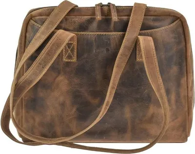 Produktbild von Greenburry Shopper Leder Damen 35x27cm Handtasche Damentasche antikbraun
