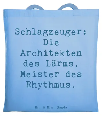 Produktbild von Mr. & Mrs. Panda Tote Bag Spruch Schlagzeug Architekten - Sky Blue - Geschenk, Tragetasche, Beats, Beutel, Jutebeutel, Musik, Präsenz, Band, Tasche, Trommeln, Percussion