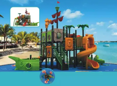 Image de Bateau Tour Tour de jeux extérieure avec toboggan Aire de jeux pour enfants