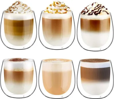 Produktbild von Doppelwandige Latte Macchiato Gläser Set Borosilikatglas 6er Set 250ml