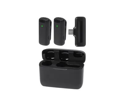 Productafbeelding van Nuvance - Draadloze microfoons - 2 stuks met oplaadcase - Clip-on microfoons - USB-C - Lavalier microfoons - Plug & Play