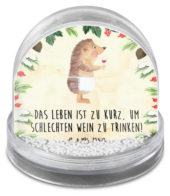 Produktbild von Mr. & Mrs. Panda Schneekugel Weihnachten Igel Wein - Naturpapier - Geschenk, Weinliebhaber, Spruch, schnee kugel, Weißwein, Lustige Sprüche, Weinglas, Rotwein, Weihnachts