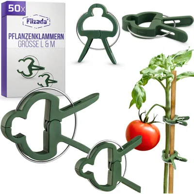 Produktbild von Filzada® 50x Pflanzenclips L & M Set - Tomaten Rankhilfe - Pflanzenklammern