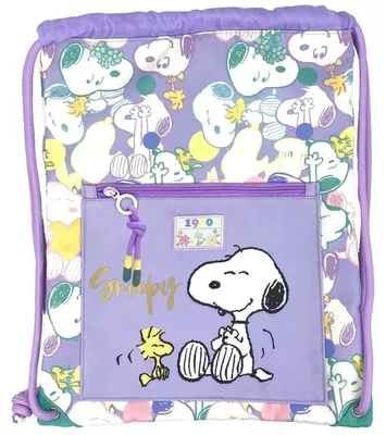 Produktbild von Snoopy Sportbeutel Turnbeutel Rucksack Gymbag mit Reißverschlusstasche