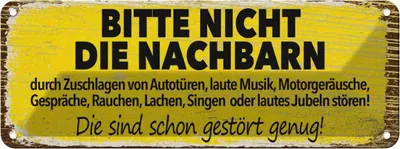 Produktbild von vianmo Blechschild 10x27 cm lustig Bitte nicht Nachbarn stören Witz Humor Spaß